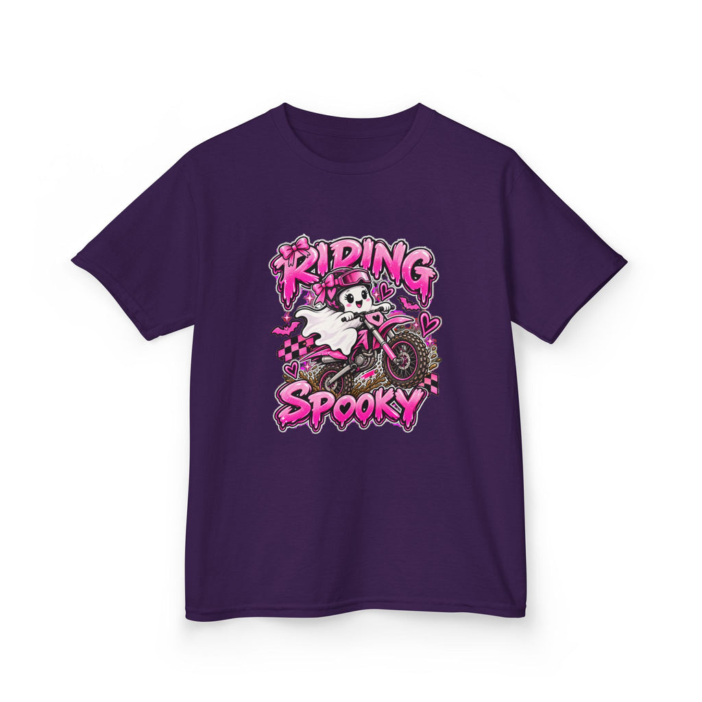 Girls Tee "Riding Spooky" Ghost Dirt Bike