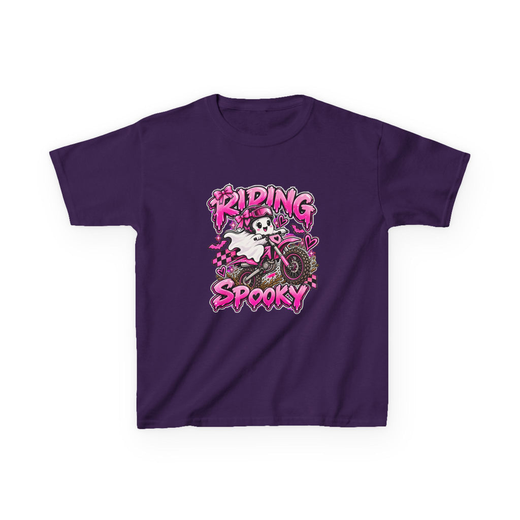 Girls Tee "Riding Spooky" Ghost Dirt Bike