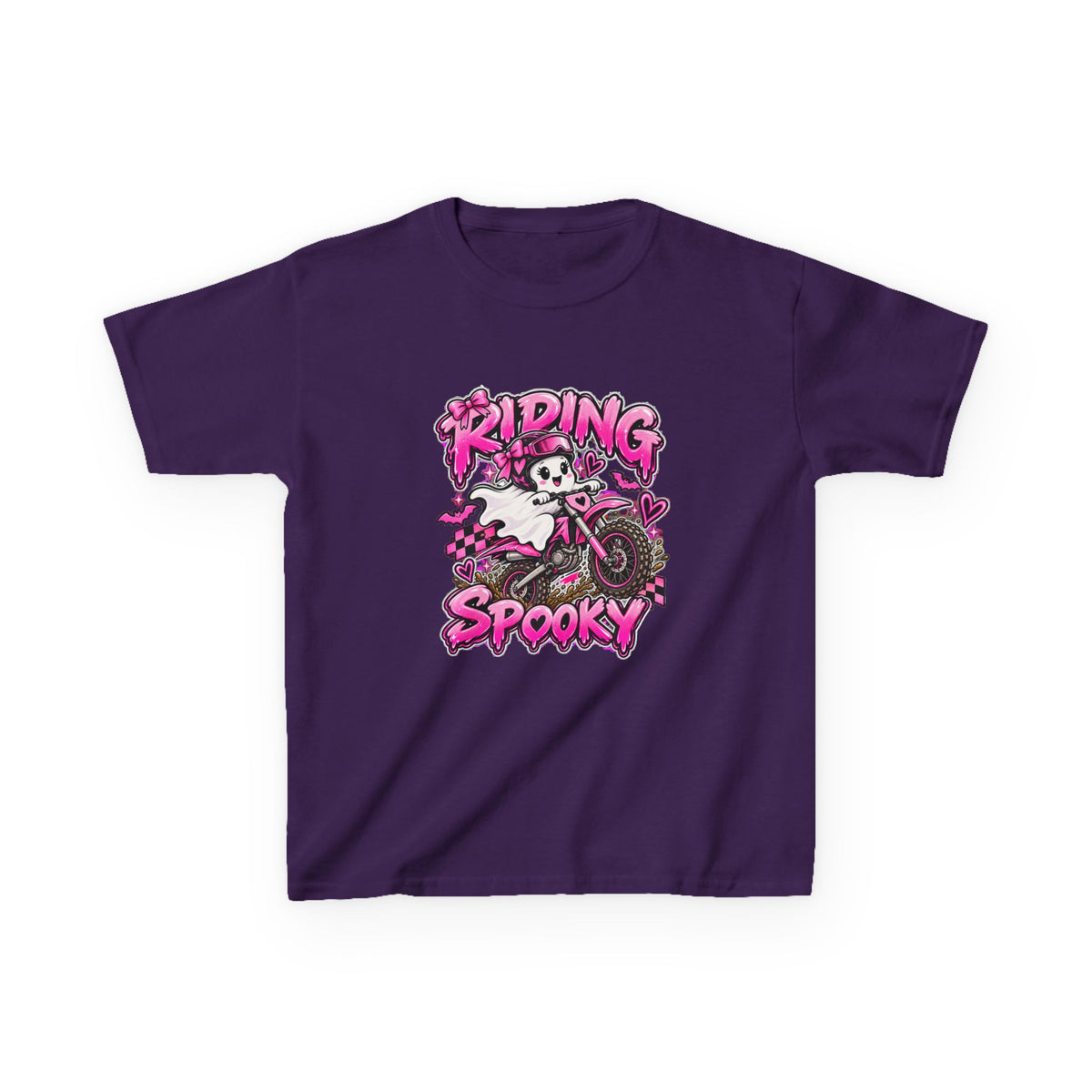 Girls Tee "Riding Spooky" Ghost Dirt Bike