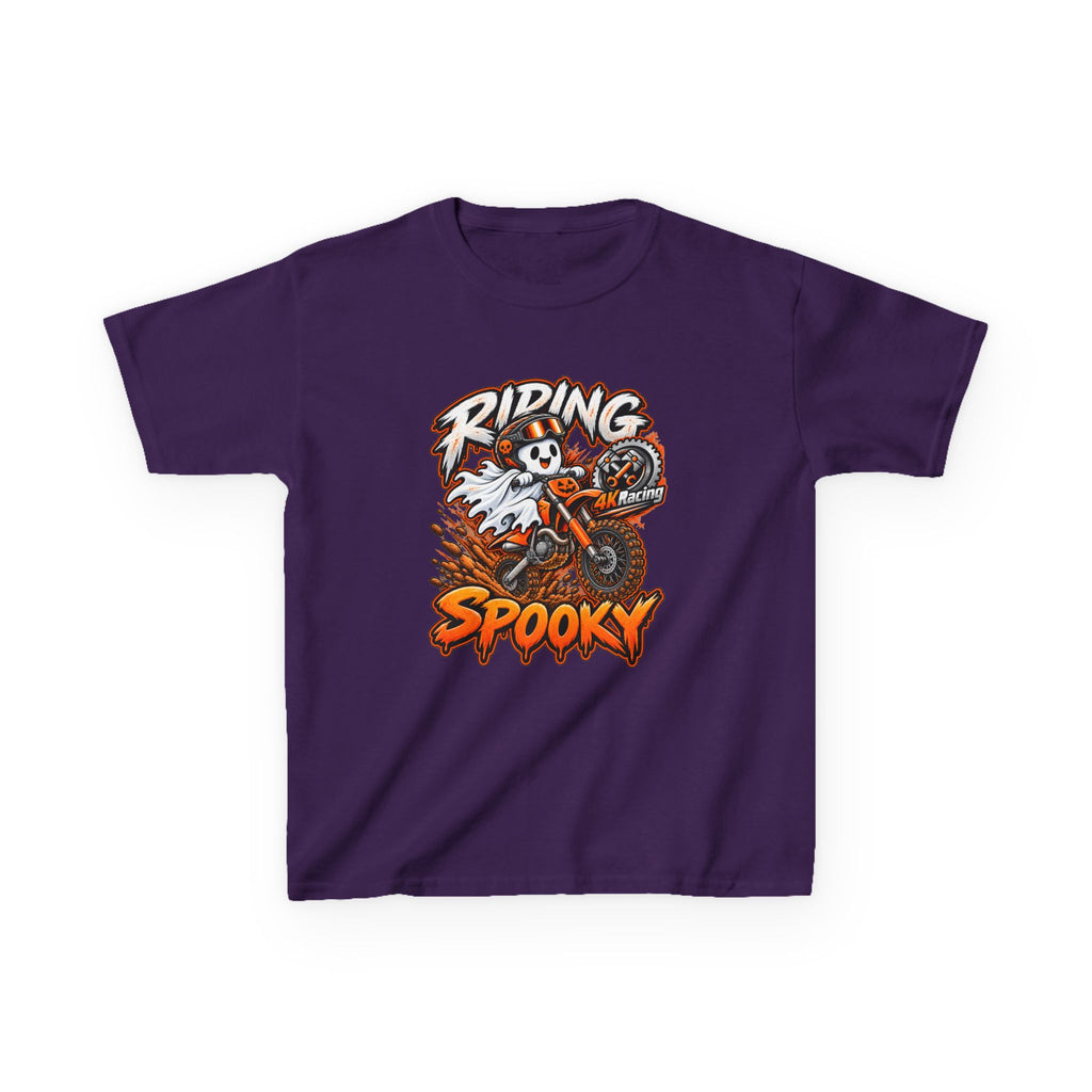 Boys Tee "Riding Spooky" Ghost Dirt Bike Halloween Tee