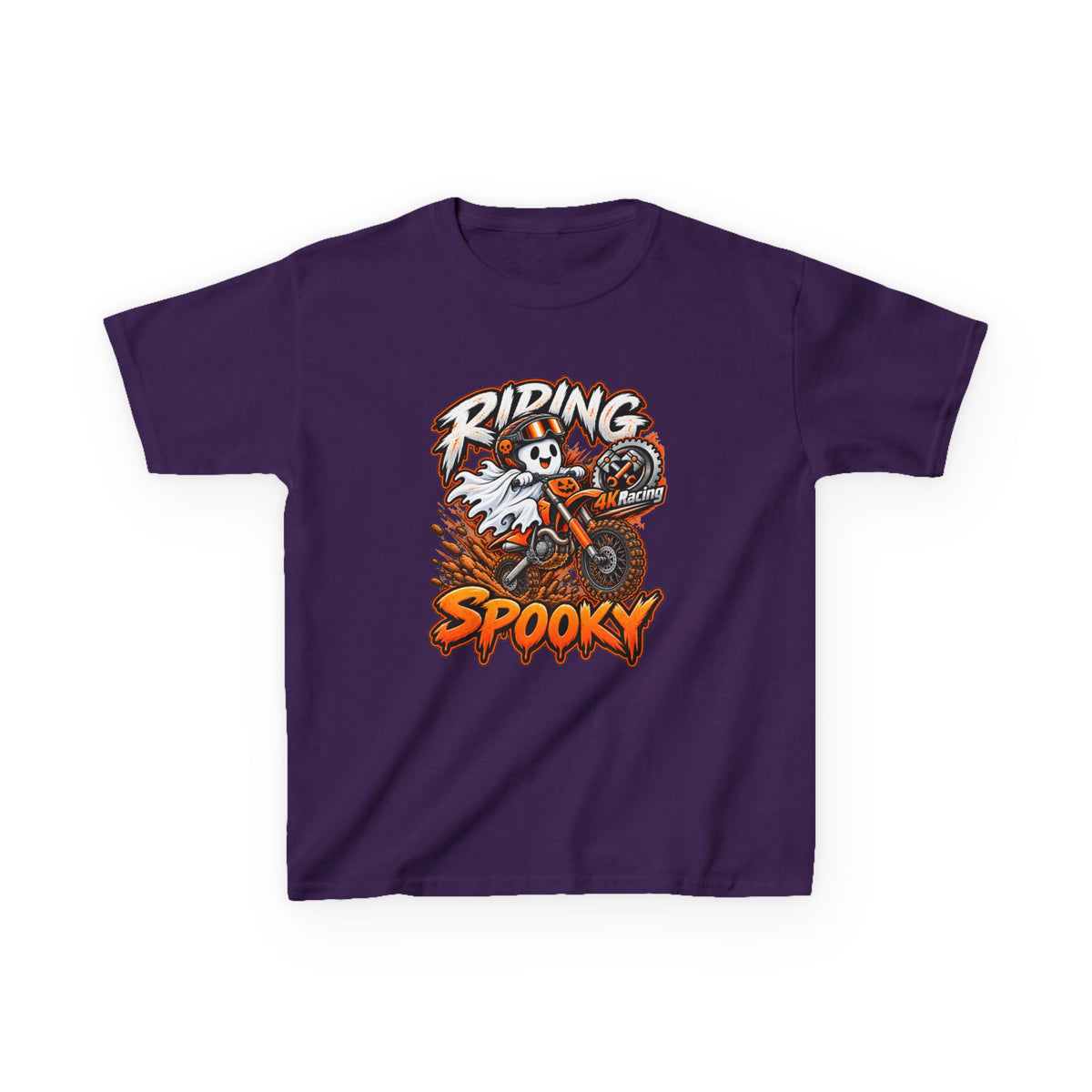 Boys Tee "Riding Spooky" Ghost Dirt Bike Halloween Tee