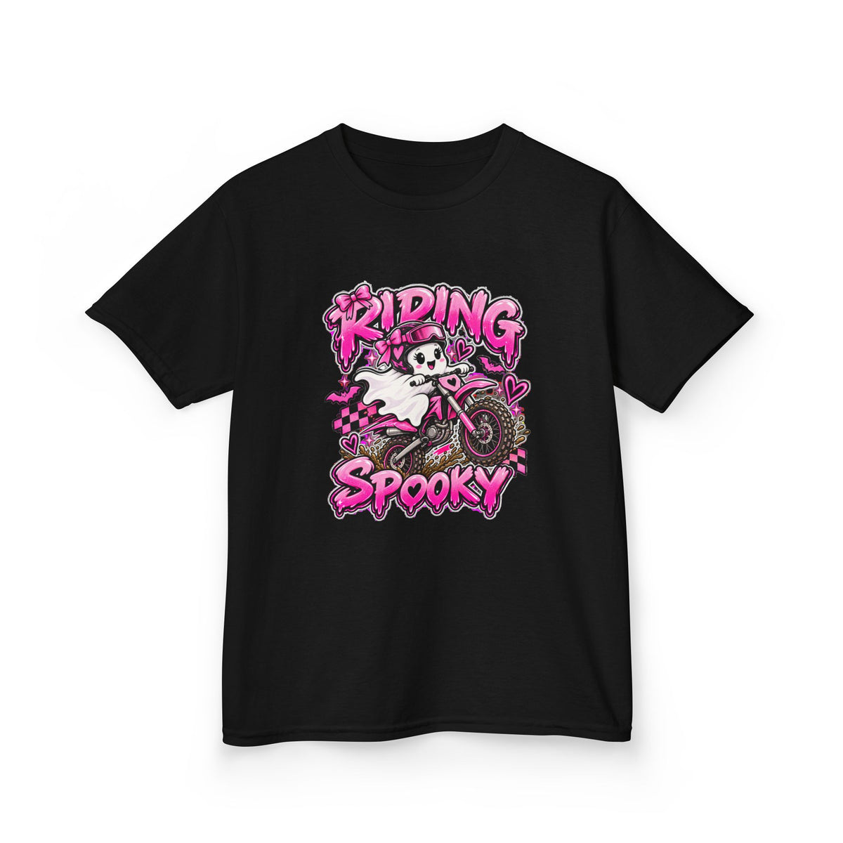 Girls Tee "Riding Spooky" Ghost Dirt Bike