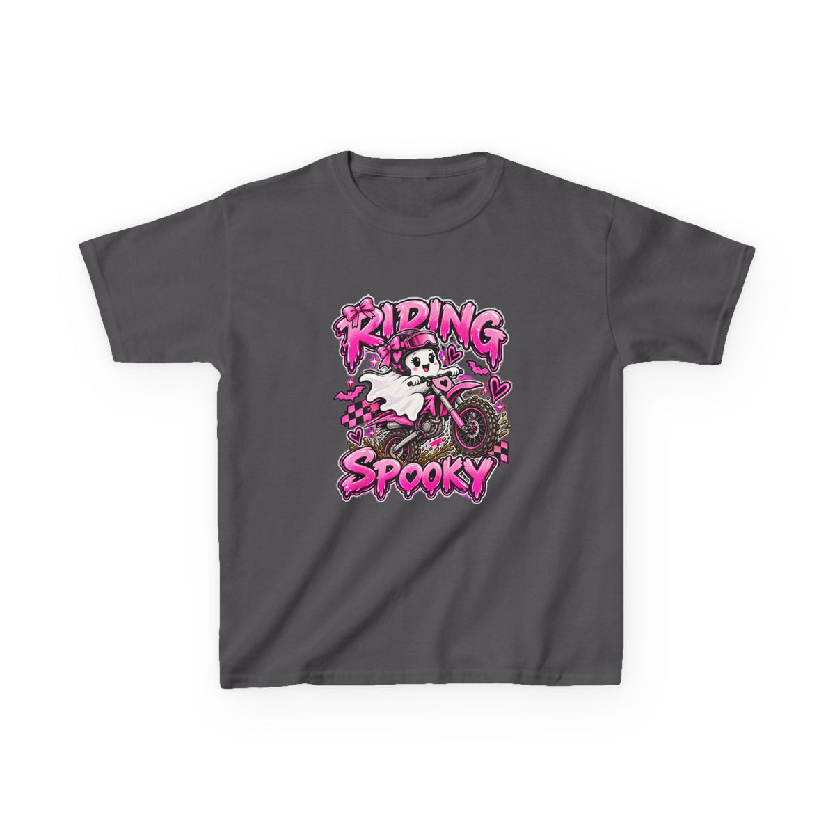 Girls Tee "Riding Spooky" Ghost Dirt Bike