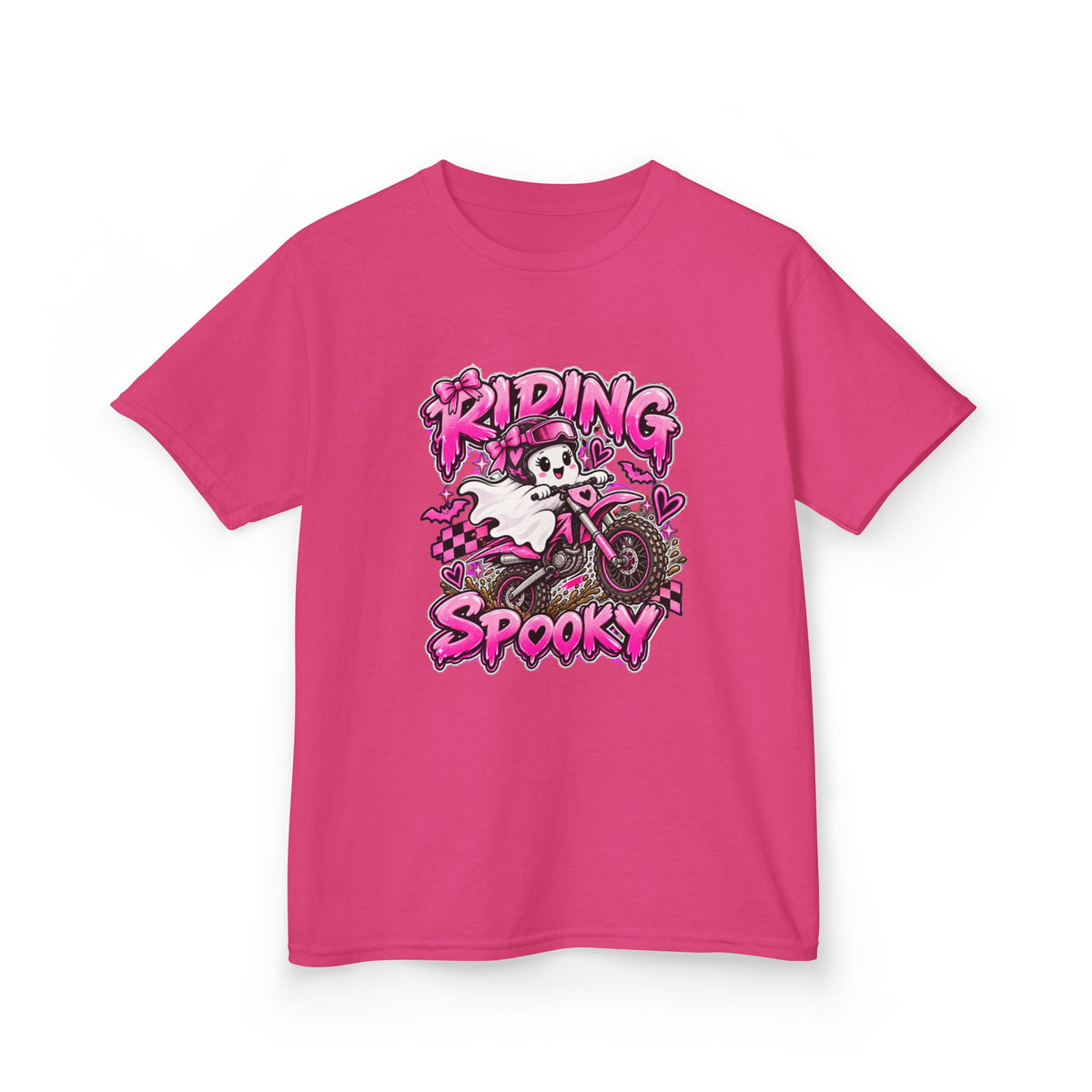 Girls Tee "Riding Spooky" Ghost Dirt Bike