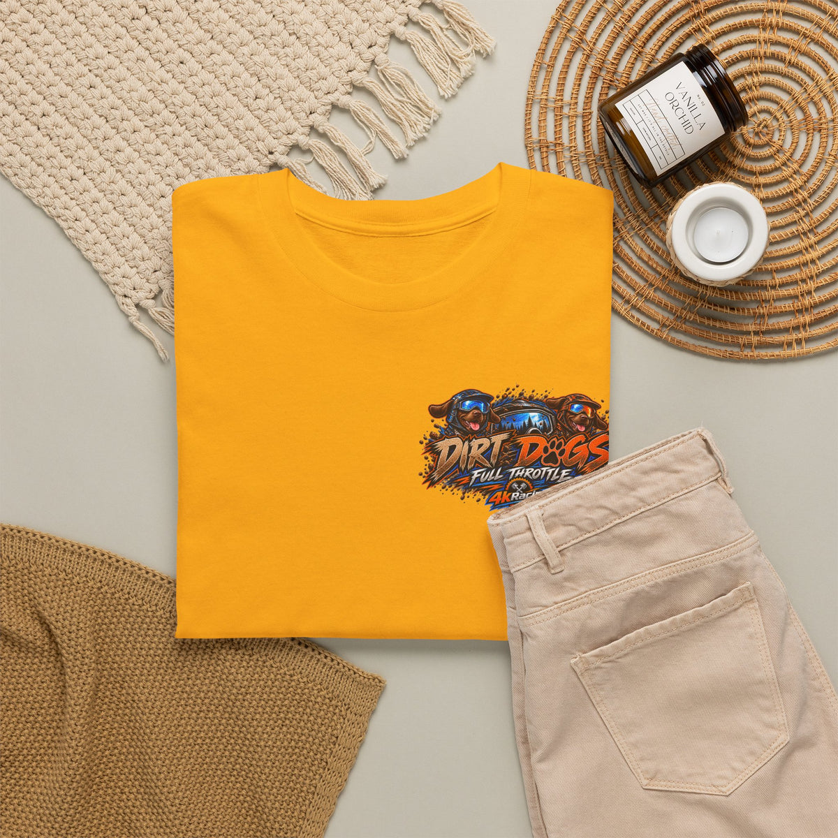 DIRT, DOGS & FULL THROTTLE — ADULT TEE