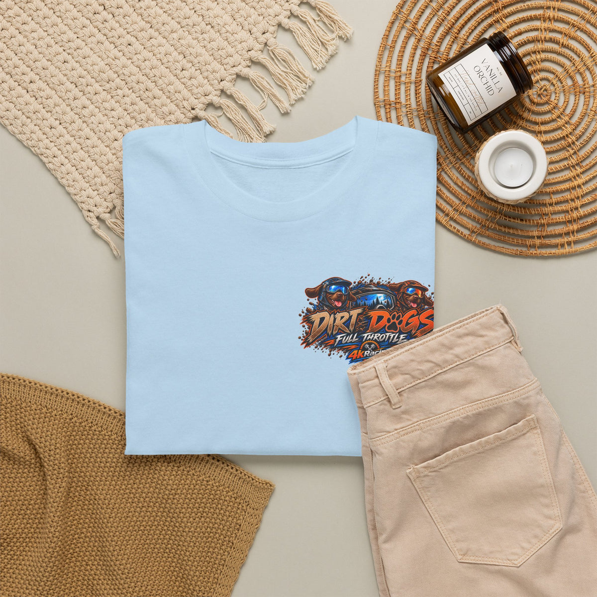 DIRT, DOGS & FULL THROTTLE — ADULT TEE