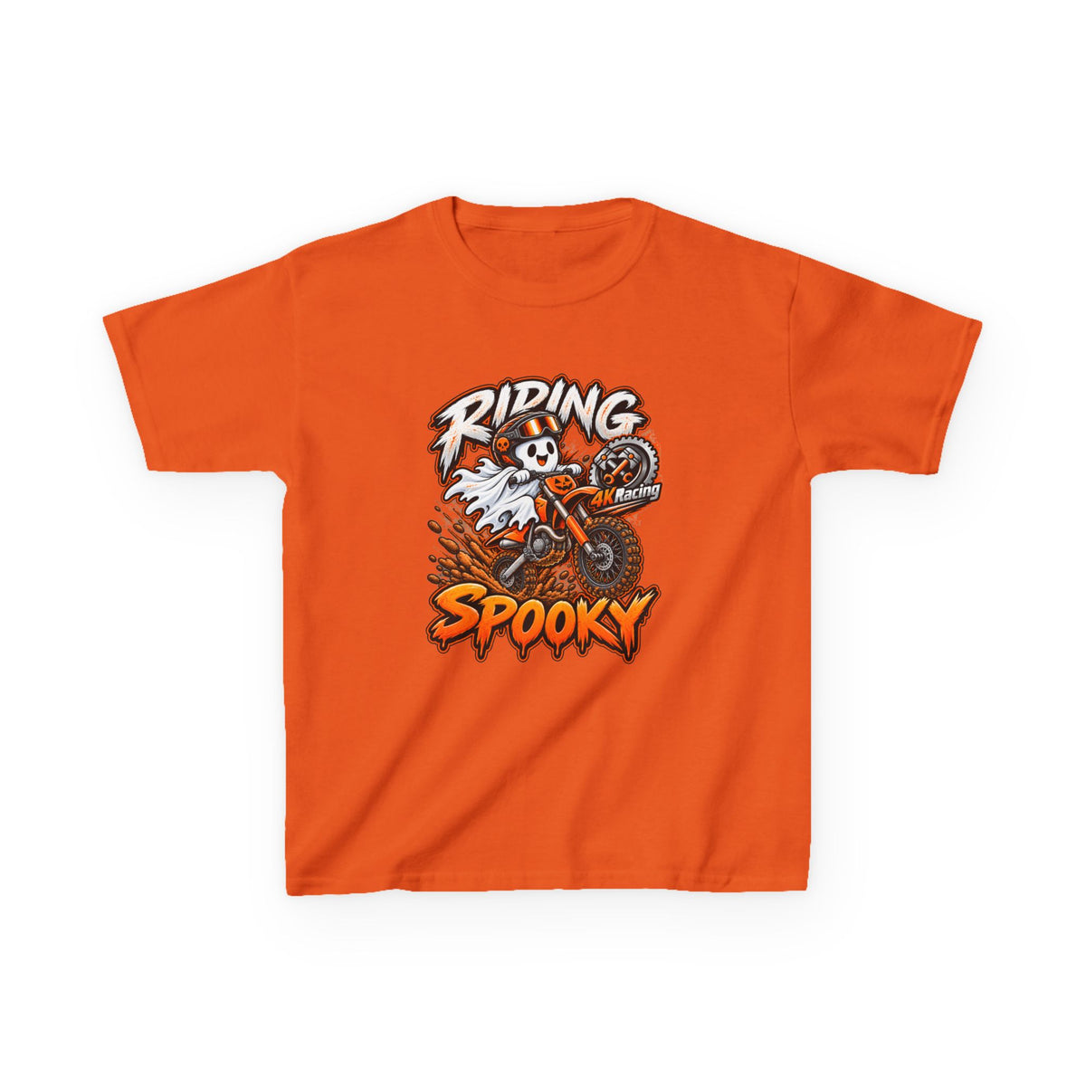 Boys Tee "Riding Spooky" Ghost Dirt Bike Halloween Tee