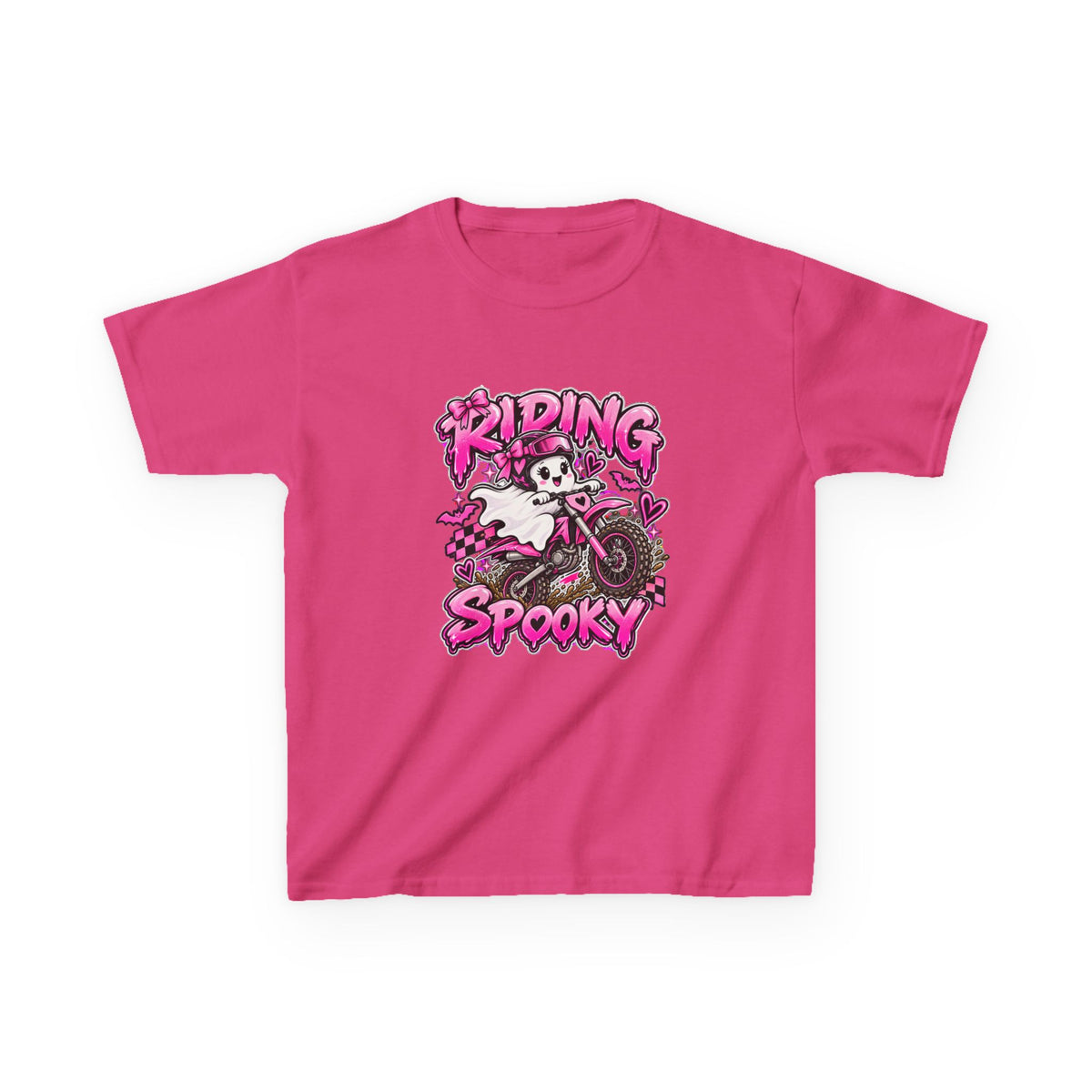Girls Tee "Riding Spooky" Ghost Dirt Bike