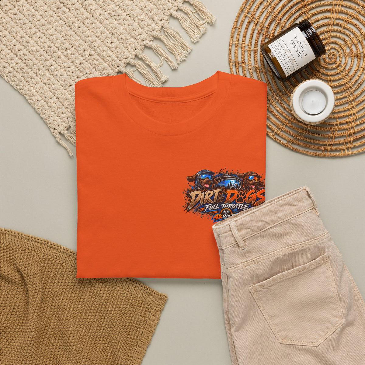 DIRT, DOGS & FULL THROTTLE — ADULT TEE