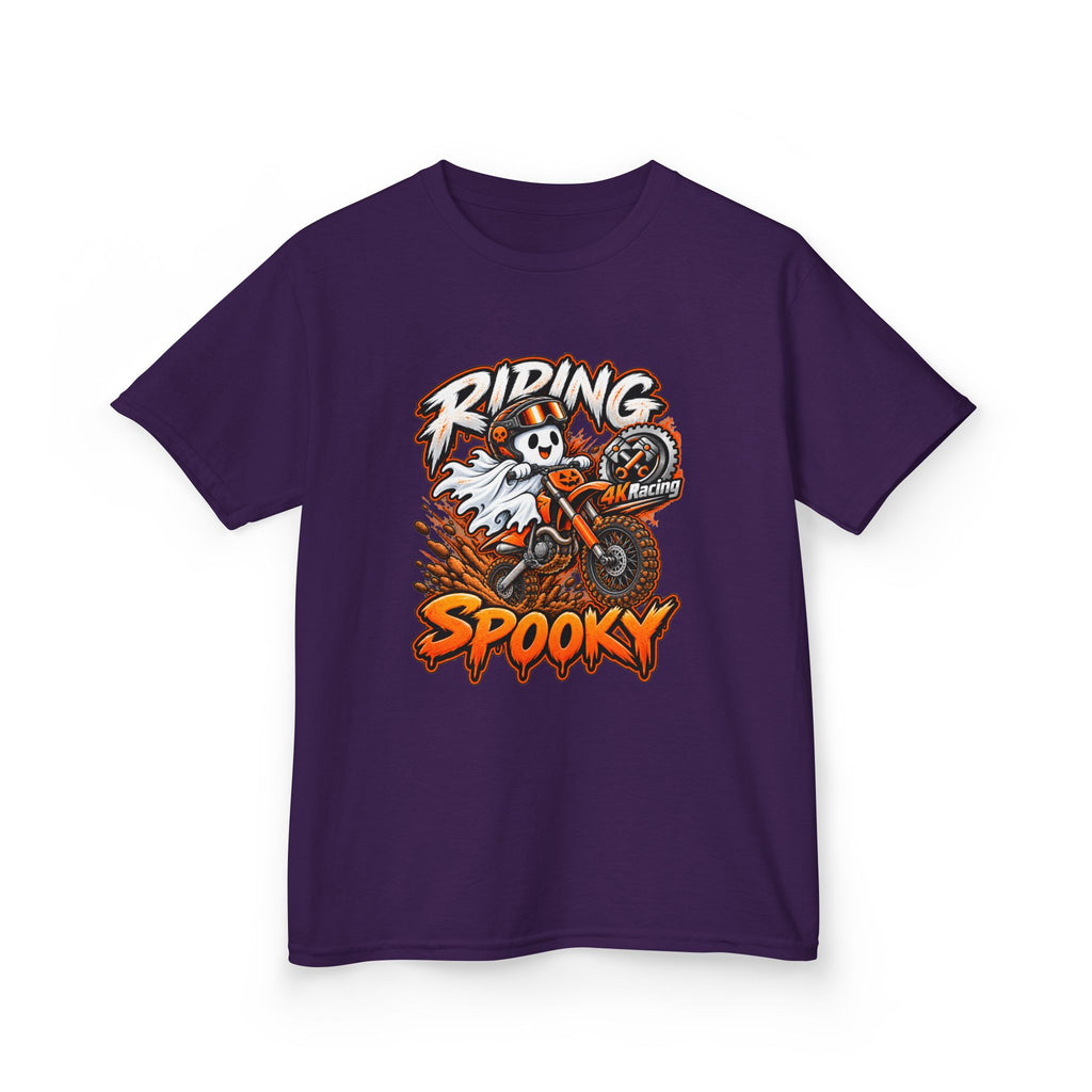 Boys Tee "Riding Spooky" Ghost Dirt Bike Halloween Tee