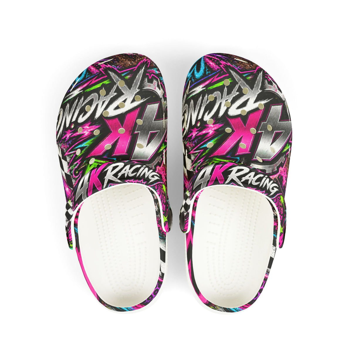Girls 4kRacing Clogs — Pink & Neon