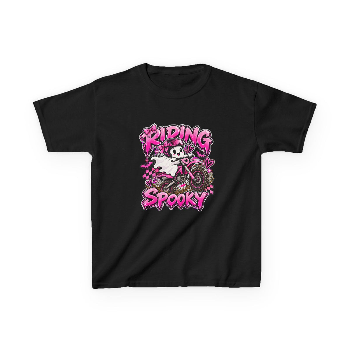 Girls Tee "Riding Spooky" Ghost Dirt Bike