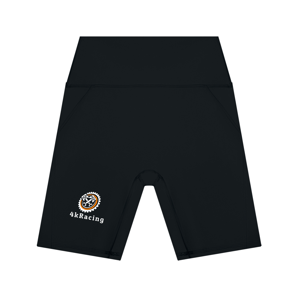 Official 4kRacing Women's High-Waisted Yoga Shorts — White Logo